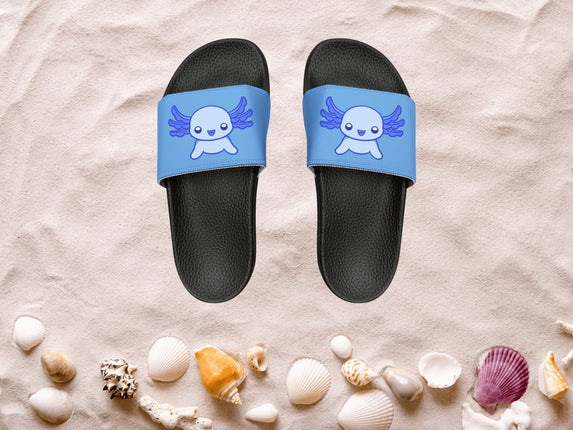 Kids Beach Sandals | Axolotl Sandals | Youth Flip Flops | Childrens Slide Sandals | Light Blue Animal Sandals