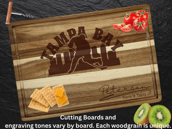 Personalized Tampa Bay Hockey Acacia Wood Cutting Board