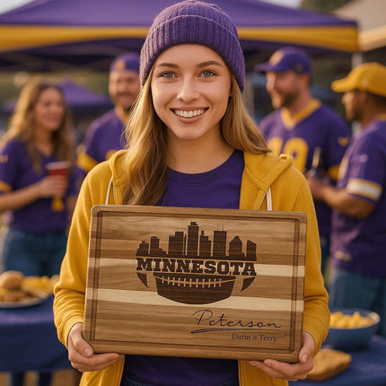 Minnesota Football Cheese Board | Personalized Acacia Charcuterie Board