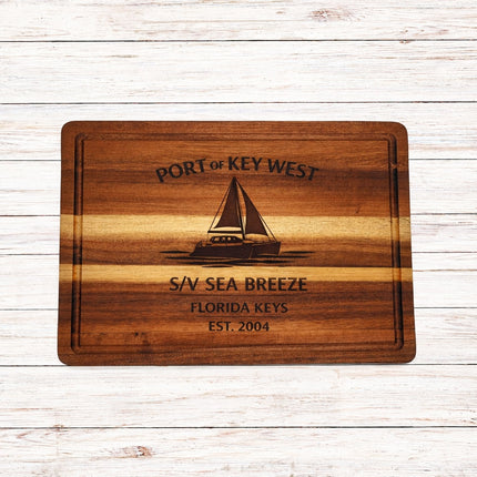 Key West Sailboat Cutting Board – Personalized Nautical Kitchen Gift