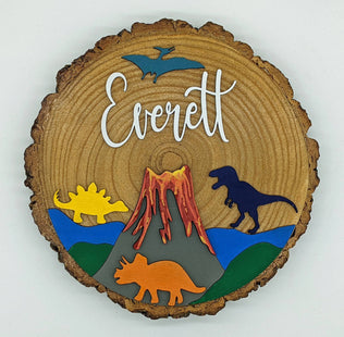 Kids Bedroom Sign, Personalized Child Sign, Mountain or Dinosaur Room Sign, Children's Playroom Name Sign