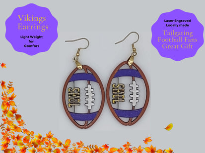 Skol Earrings, Minnesota Football Earrings, Vikings Earrings, Handmade Earrings