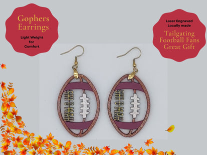 Ski U Mah Earrings, Minnesota Football Earrings, Handmade Earrings, Golden Gopher Earrings