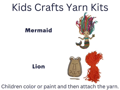 Mermaid Yarn Kit, Lion Yarn Kit, Kids Craft Kit