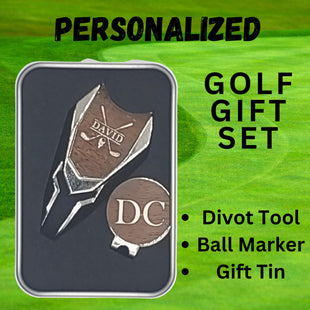 Golf Divot Tool and Ball Marker Personalized Gift Set | Groomsman Gift | Father's Day Gift | Mother's Day Gift