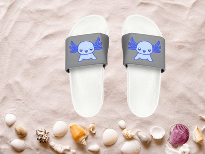 Kids Beach Sandals | Axolotl Sandals | Youth Flip Flops | Childrens Slide Sandals | Dark Blue Animal Sandals