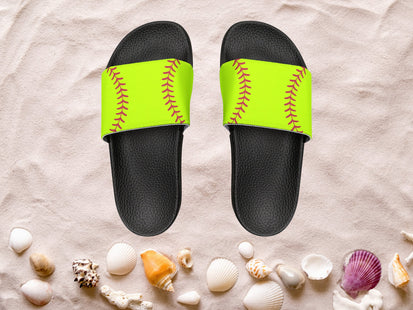 Kids Beach Sandals | Softball Sandals | Youth Flip Flops | Childrens Slide Sandals | Yellow Sports Sandals