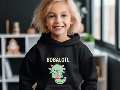Kids Axolotl Sweatshirt | Youth Hooded Sweatshirt | Animal Lover Gift | Child Axolotl Gift | Boba Tea Hoodie