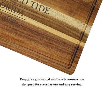 panama city sailboat cutting board juice groove detail premium acacia wood craftsmanship