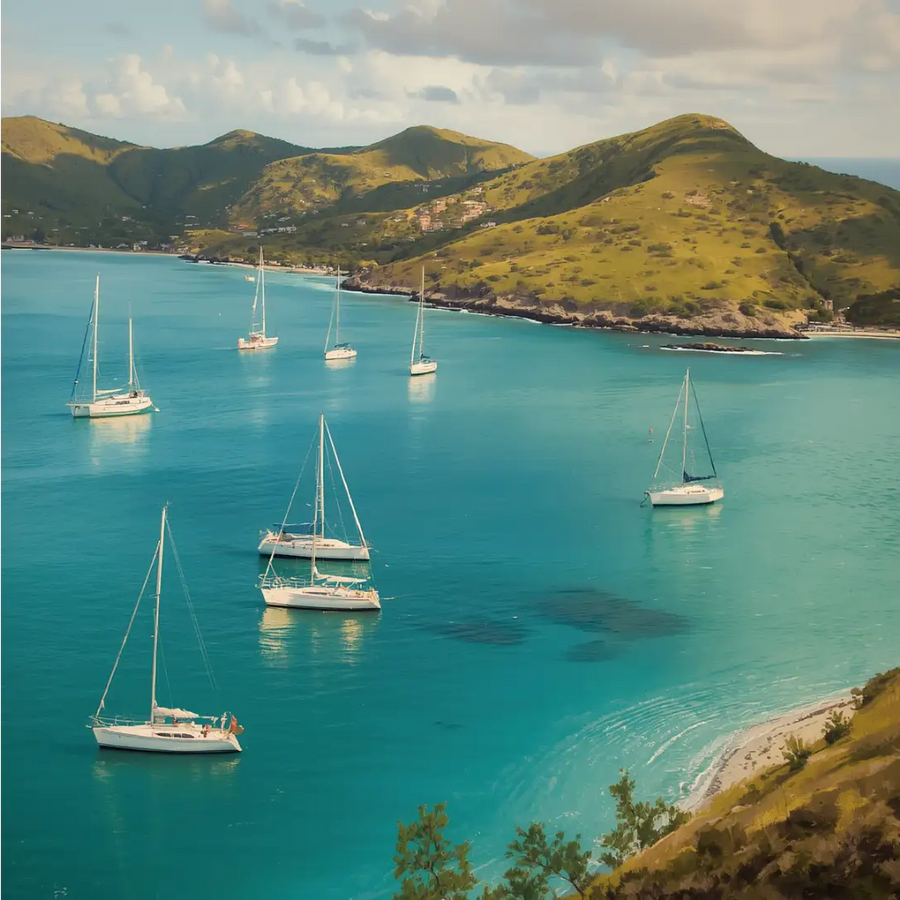 Anse de Colombier is one of St. Barths' premier anchorages, attracting visiting sailboats and cruising yachts with calm waters, scenic surroundings, and excellent holding conditions.