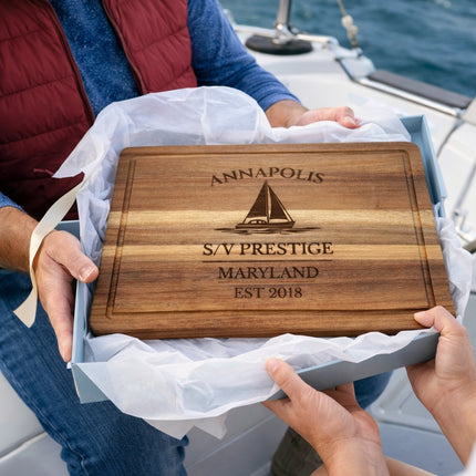 Annapolis nautical gift cutting board for sailors captains and Chesapeake Bay boating enthusiasts
