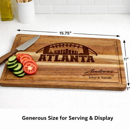 Size and scale of Atlanta cutting board for serving and display
