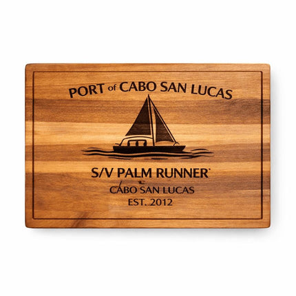 Personalized Sailboat Cutting Board Custom Engraved Nautical Gift with Boat Name, Home Port, Wedding Anniversary Retirement Gift for Sailors