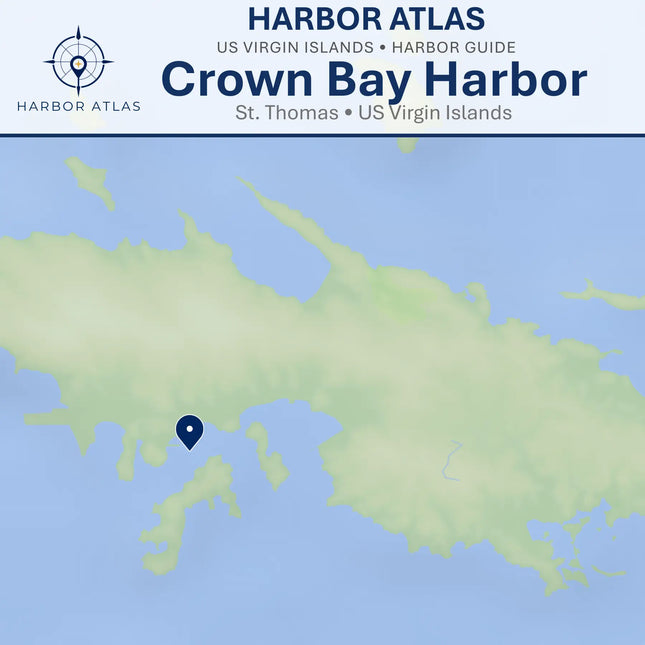 Harbor Atlas island overview map showing the location of Crown Bay Harbor on St. Thomas in the U.S. Virgin Islands