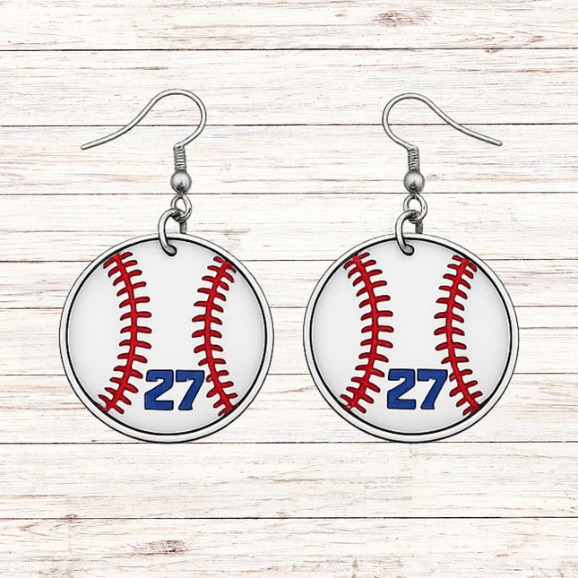 Personalized Baseball Earrings: Custom Team Number & Colors