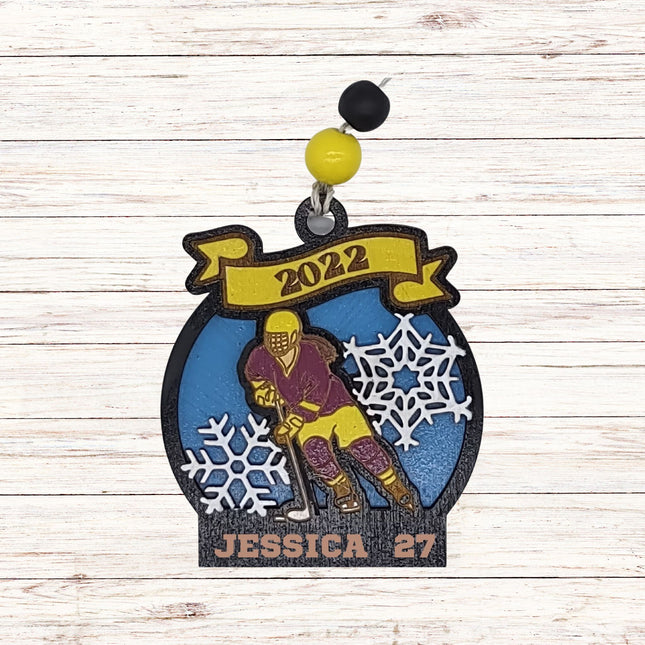 Girls Hockey Personalized Player Ornament | Custom Team Holiday Gift