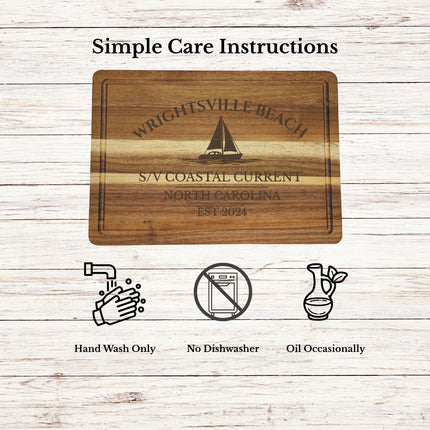 Care instructions for maintaining acacia wood cutting board including cleaning oiling and long term care