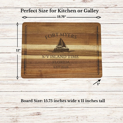 fort myers sailboat cutting board size 15.75 x 11 x 1 inch personalized acacia wood board