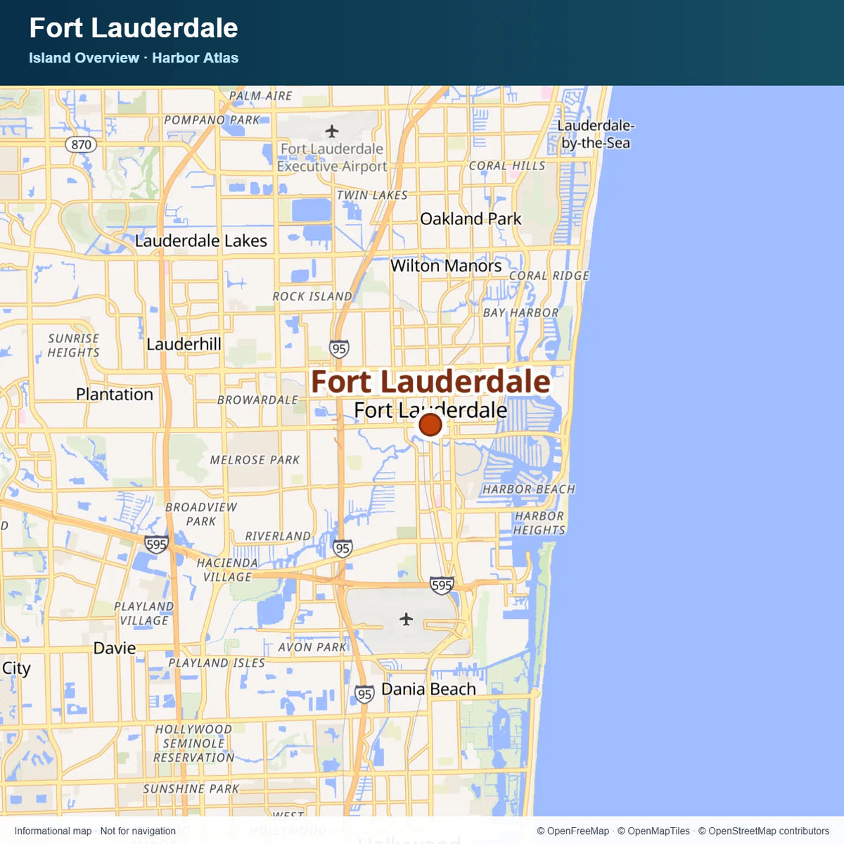 Overview map locating Fort Lauderdale in southeast Florida.