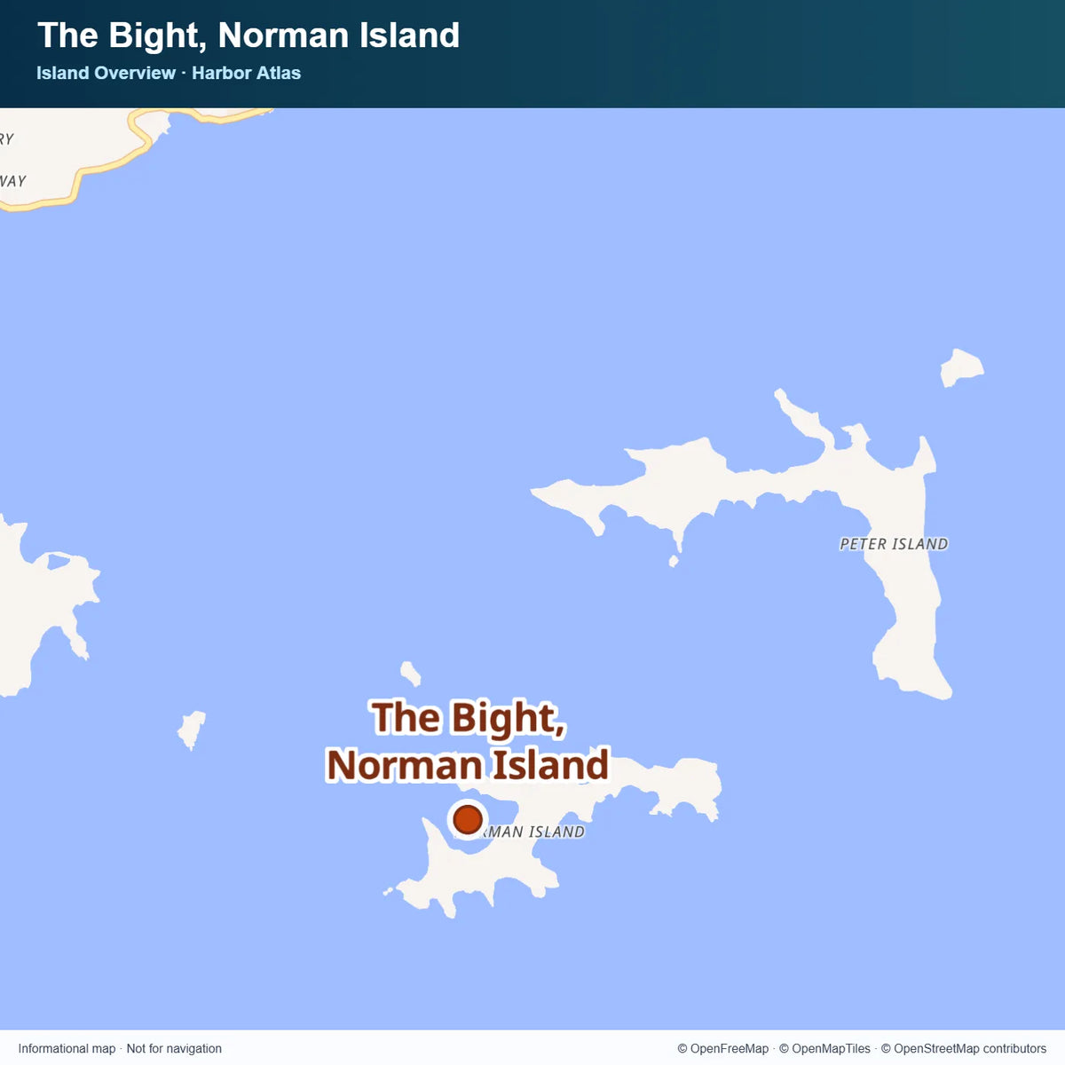 Island Overview Map at The Bight, Norman Island.