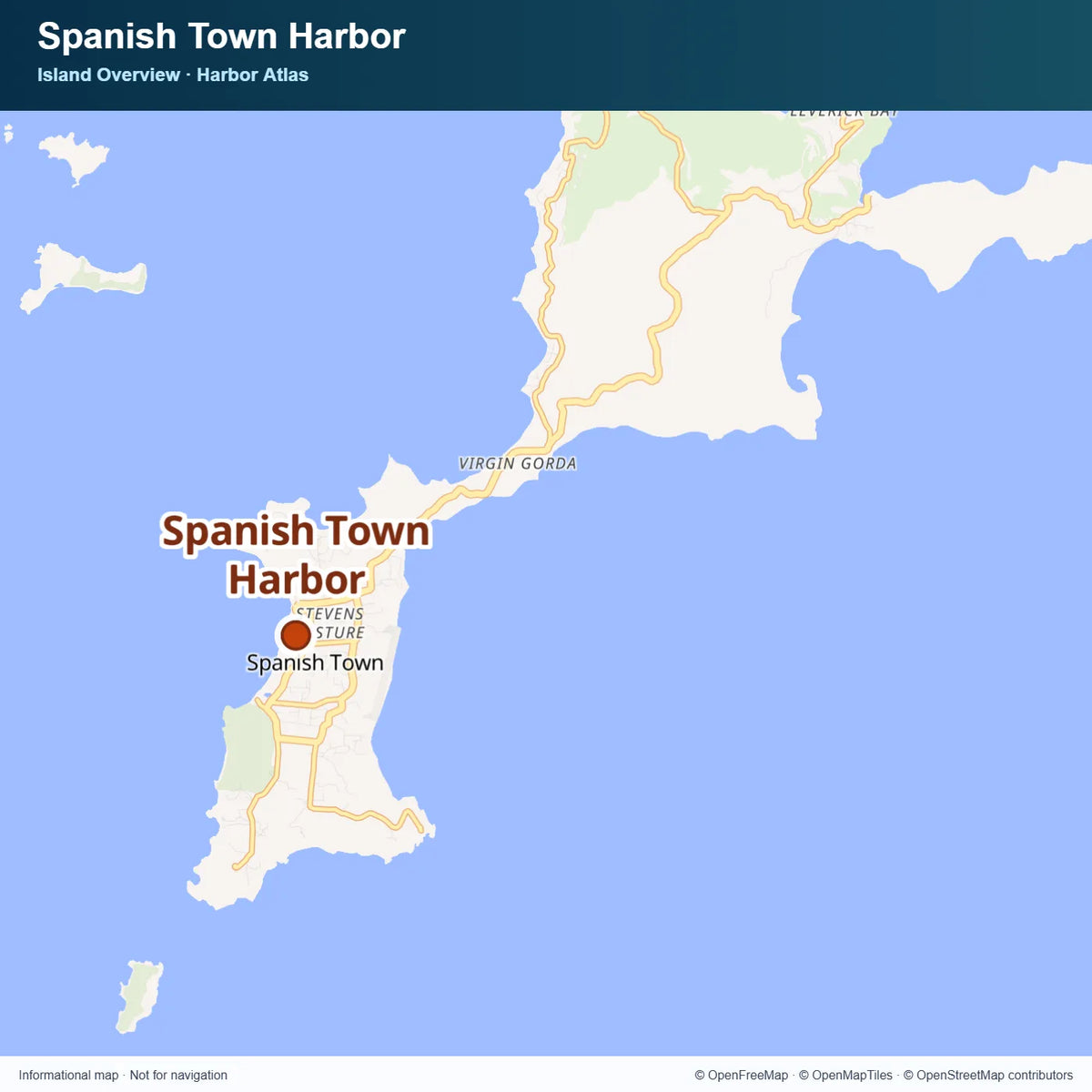 Location map showing Spanish Town on Virgin Gorda, British Virgin Islands.