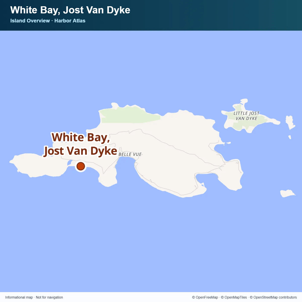 Island Overview Map at White Bay, Jost Van Dyke.