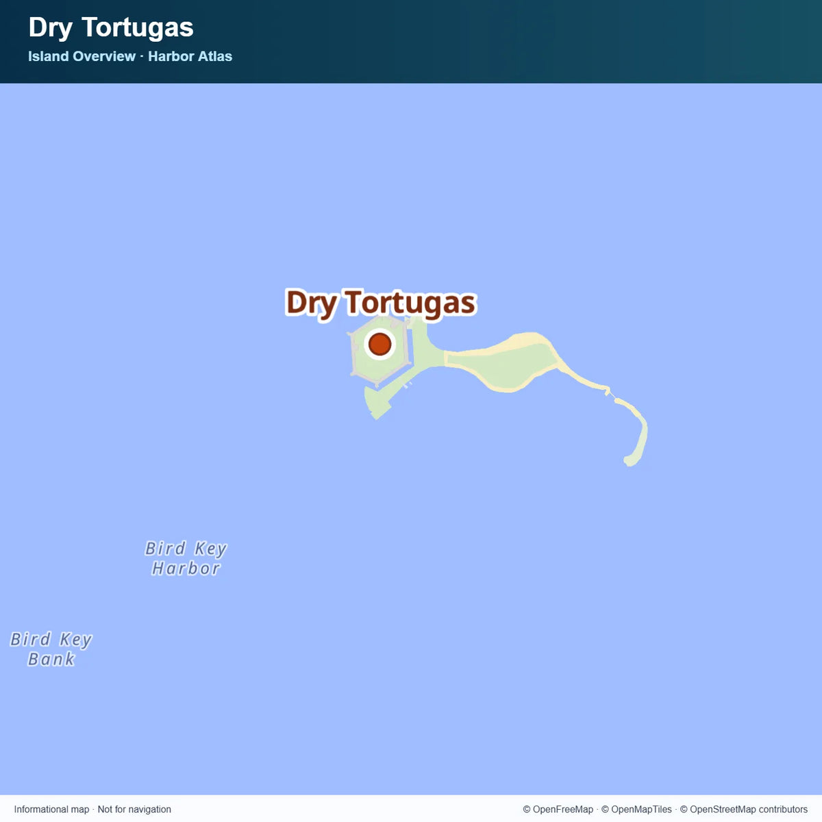 Overview map of Dry Tortugas National Park, Florida.