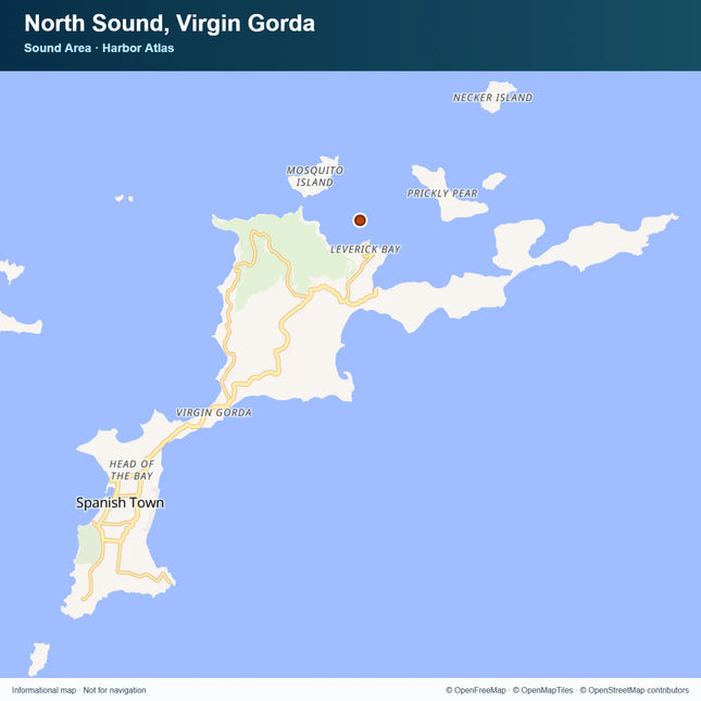 Sound Area Map within North Sound, Virgin Gorda, British Virgin Islands.