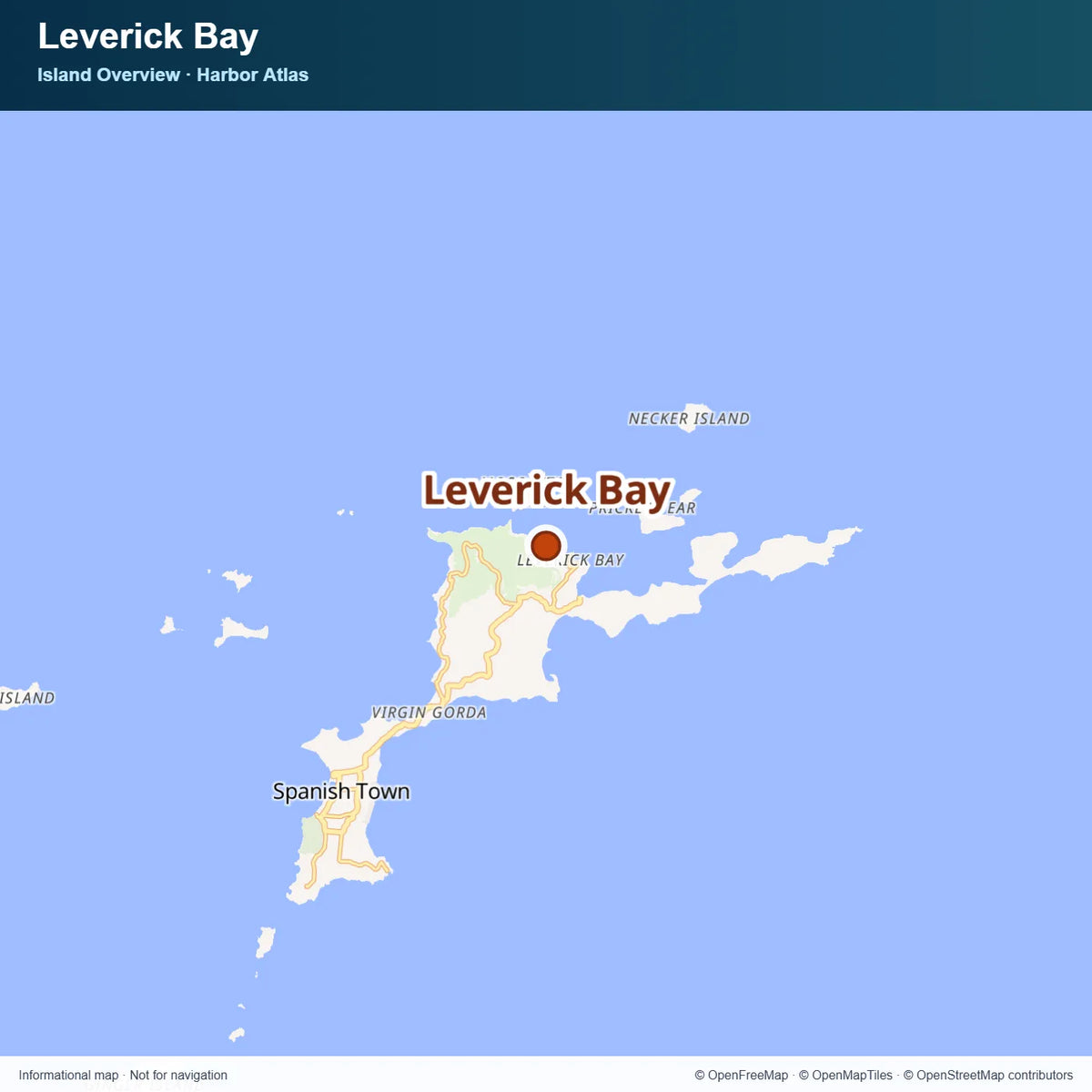 Overview map locating Leverick Bay within the North Sound area of Virgin Gorda.