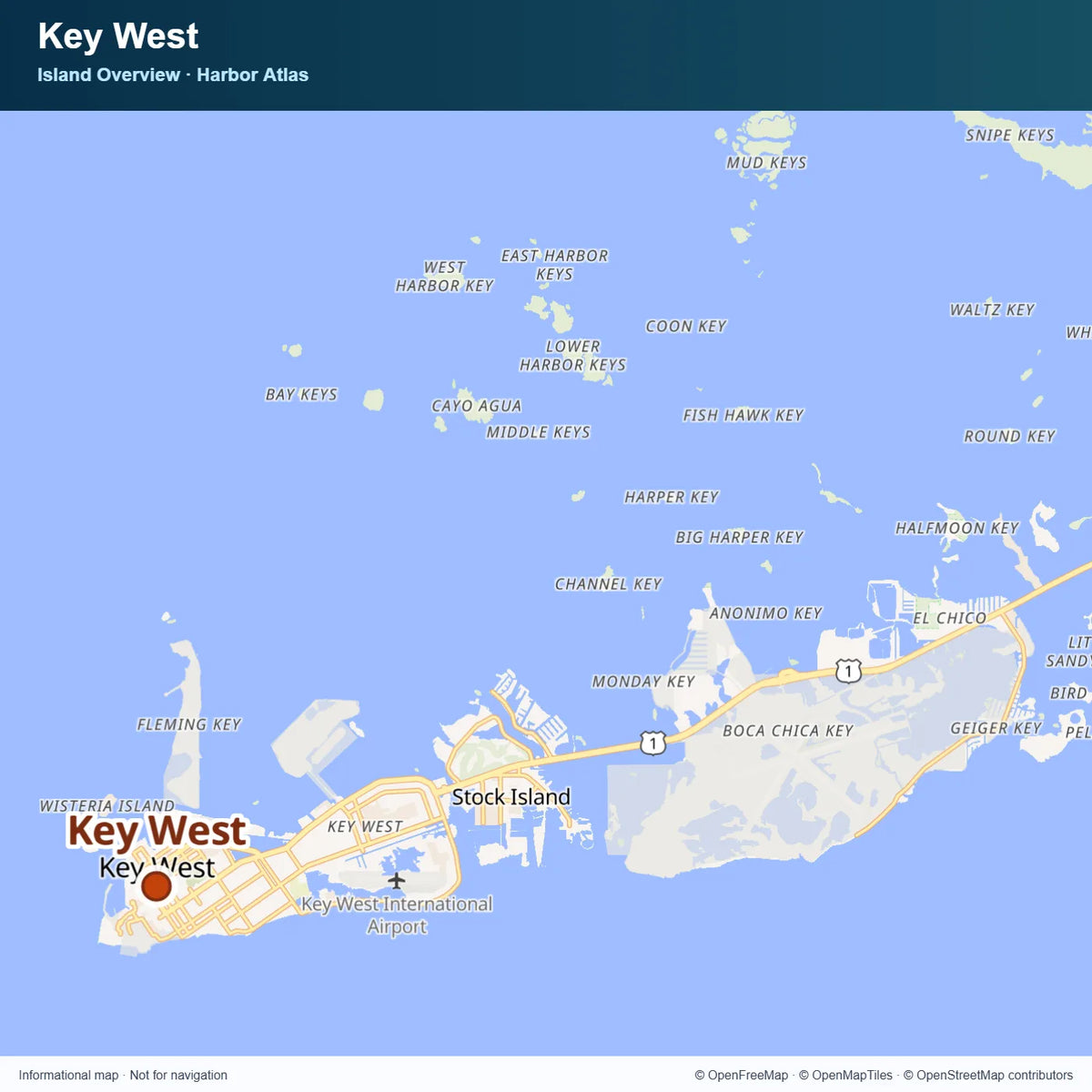 Island Overview Map at Key West.