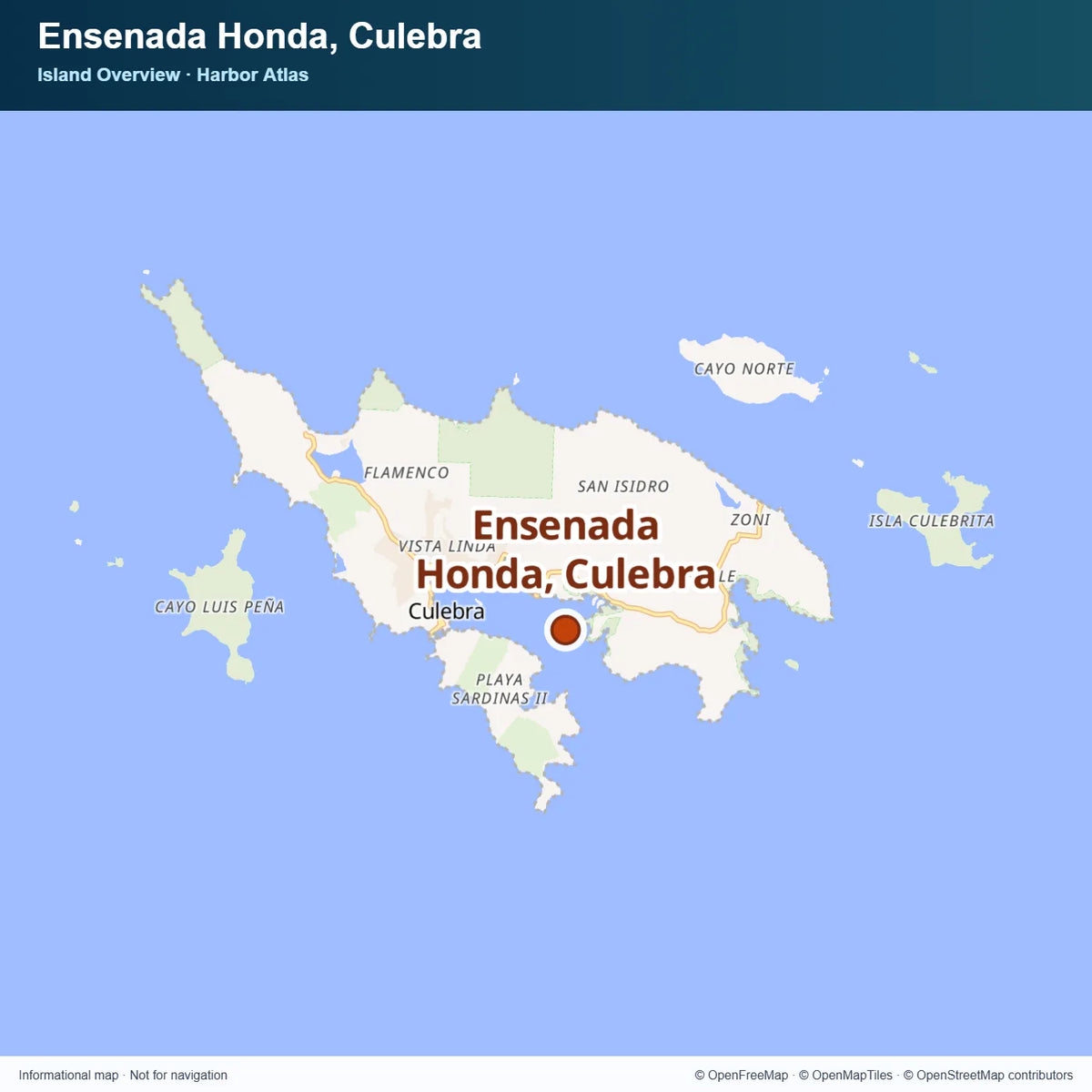 Island Overview Map at Ensenada Honda, Culebra.