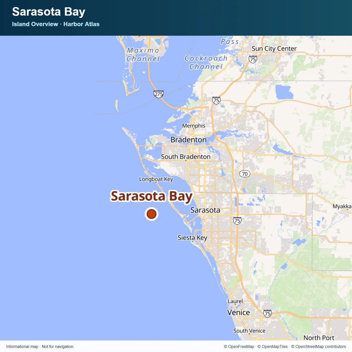 Island Overview Map at Sarasota Bay.