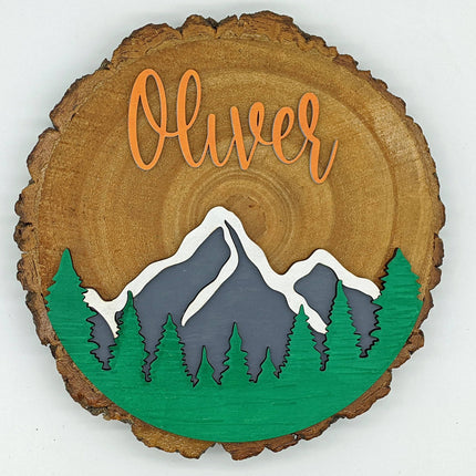 Kids Bedroom Sign, Personalized Child Sign, Mountain or Dinosaur Room Sign, Children's Playroom Name Sign