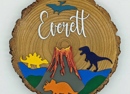 Kids Bedroom Sign, Personalized Child Sign, Mountain or Dinosaur Room Sign, Children's Playroom Name Sign