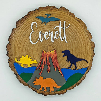 Kids Bedroom Sign, Personalized Child Sign, Mountain or Dinosaur Room Sign, Children's Playroom Name Sign