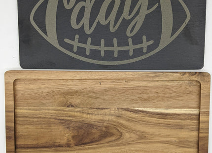 Acacia and Slate Cutting Board | Game Day Football Charcuterie Board