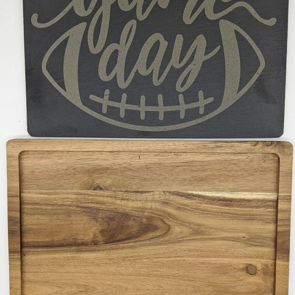 Acacia and Slate Cutting Board | Game Day Football Charcuterie Board