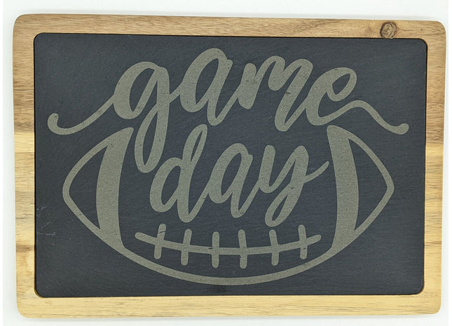 Acacia and Slate Cutting Board | Game Day Football Charcuterie Board