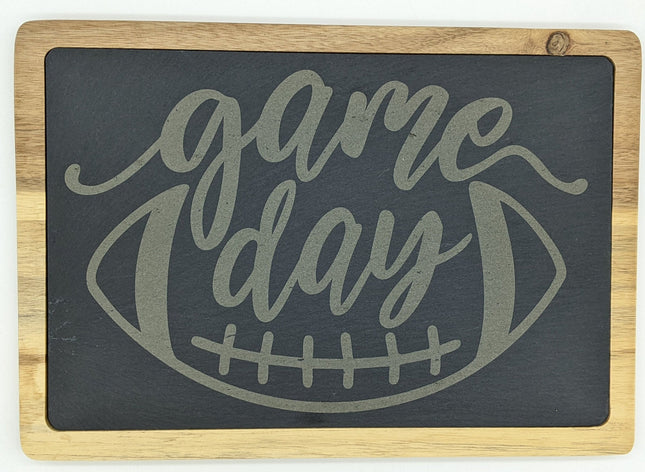 Acacia and Slate Cutting Board | Game Day Football Charcuterie Board