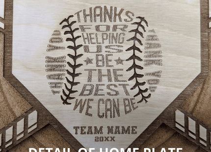 Baseball and Softball Coach Award | Custom Team Thank You Wood Plaque