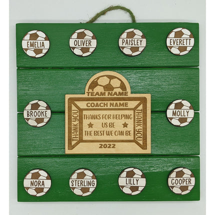 Soccer Coach Personalized Award | Custom Team Thank You Wood Plaque