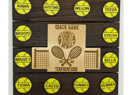Tennis Coach Personalized Award | Custom Team Thank You Wood Plaque