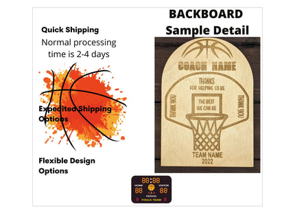 Basketball Coach Personalized Award | Custom Team Thank You Wood Plaque