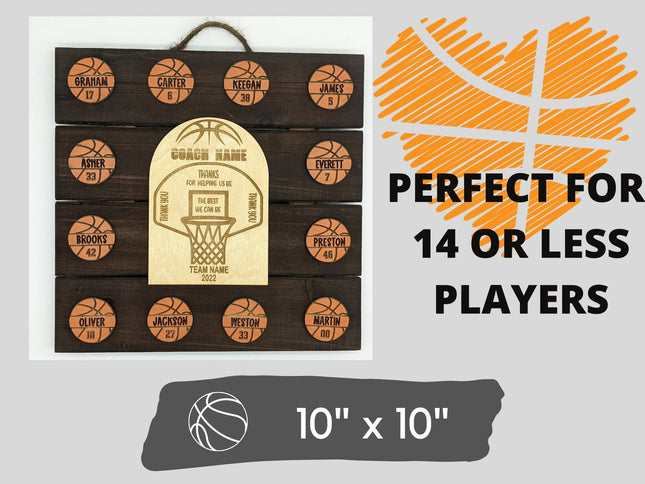 Basketball Coach Personalized Award | Custom Team Thank You Wood Plaque