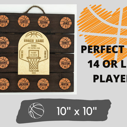 Basketball Coach Personalized Award | Custom Team Thank You Wood Plaque