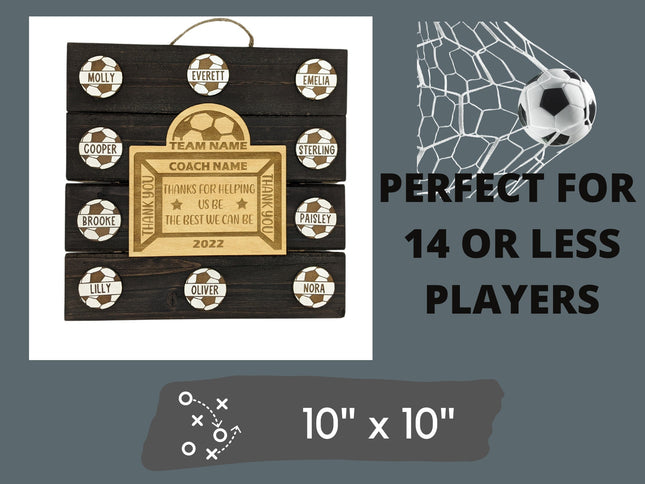 Personalized Soccer Coach Plaque: Custom Engraved Wooden Team Award