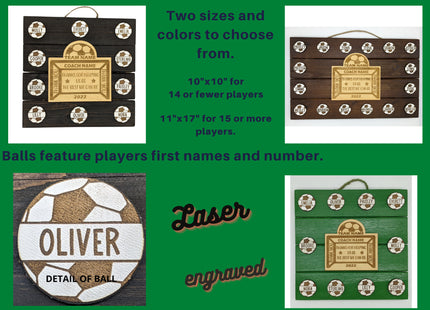 Personalized Soccer Coach Plaque: Custom Engraved Wooden Team Award