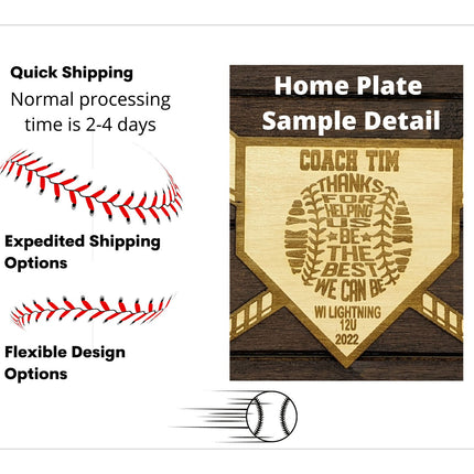 Baseball and Softball Coach Award | Custom Team Thank You Plaque