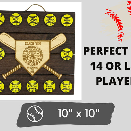 Baseball and Softball Coach Award | Custom Team Thank You Plaque
