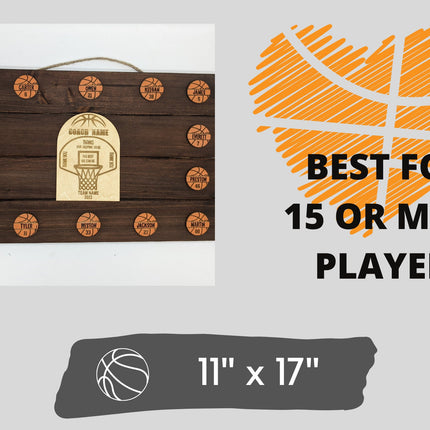 Basketball Coach Personalized Award | Custom Team Thank You Wood Plaque